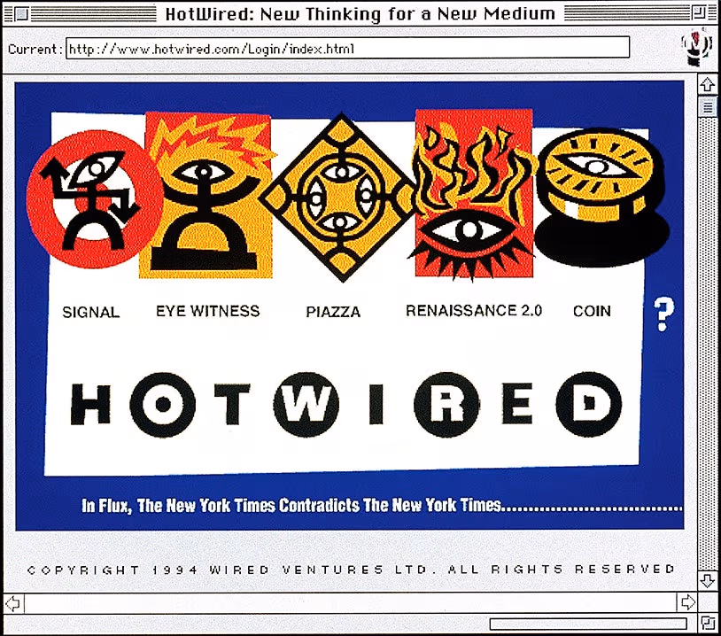 HotWired's first home page. Image from Wired.